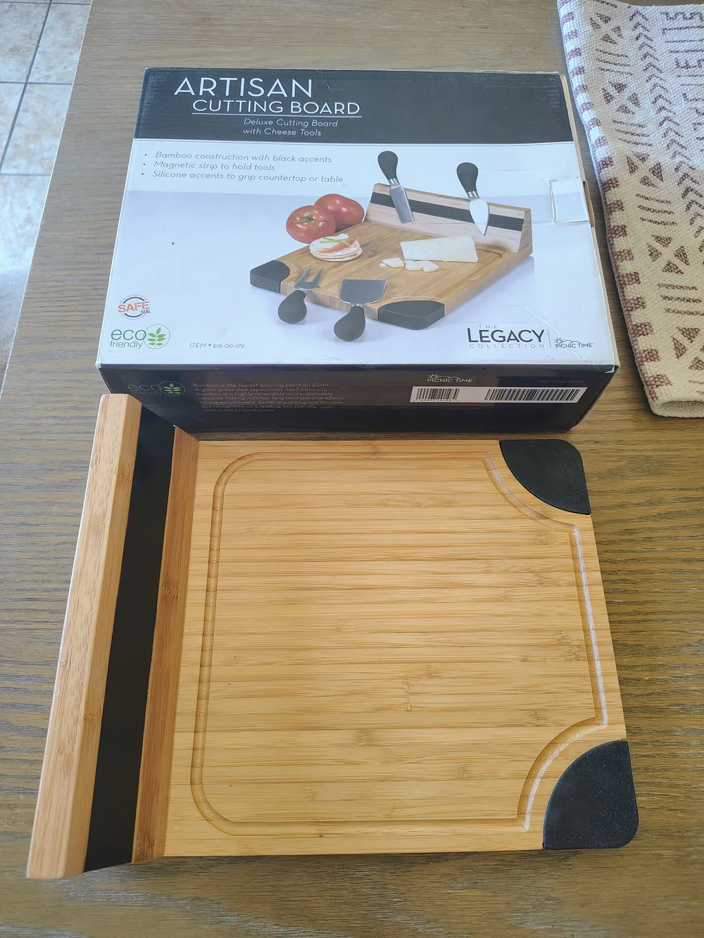 Picnic Time Legacy Artisan Cheese Board & Tools Set *STICKY HANDLES / READ*